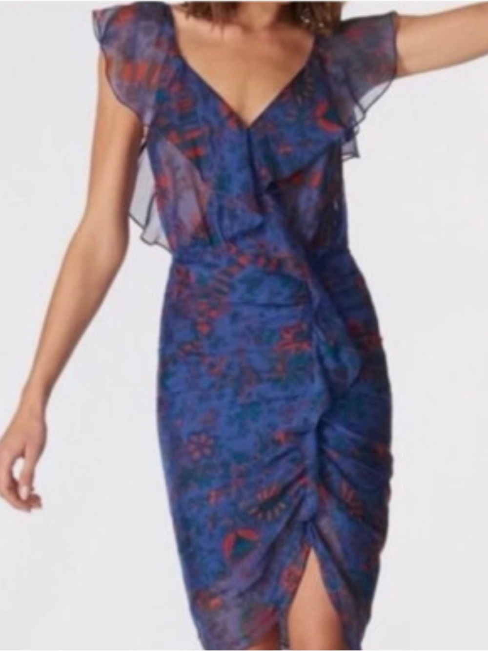 Veronica Beard Marilyn Navy Ruffle Mini Dress size 4